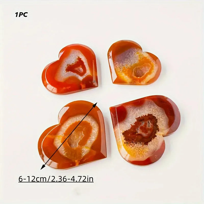 1pc CRYSTALHOLA Carnelian Crystal Heart Red Agate Geode Clus