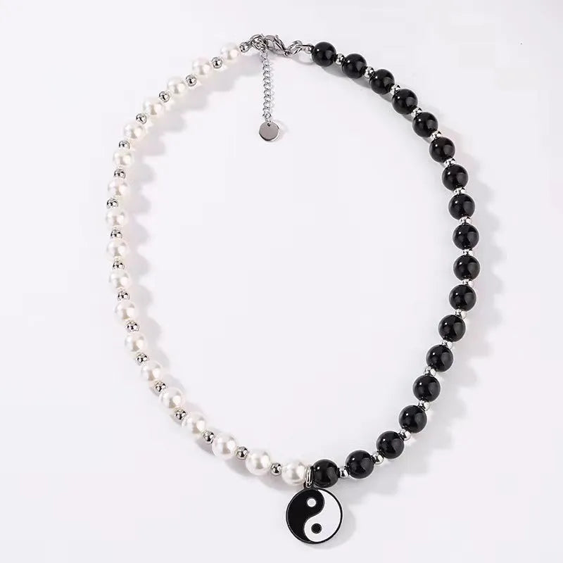 Yin Yang Tai Chi Pendant Necklace Black And White
