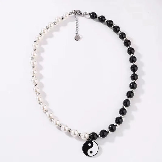 Yin Yang Tai Chi Pendant Necklace Black And White