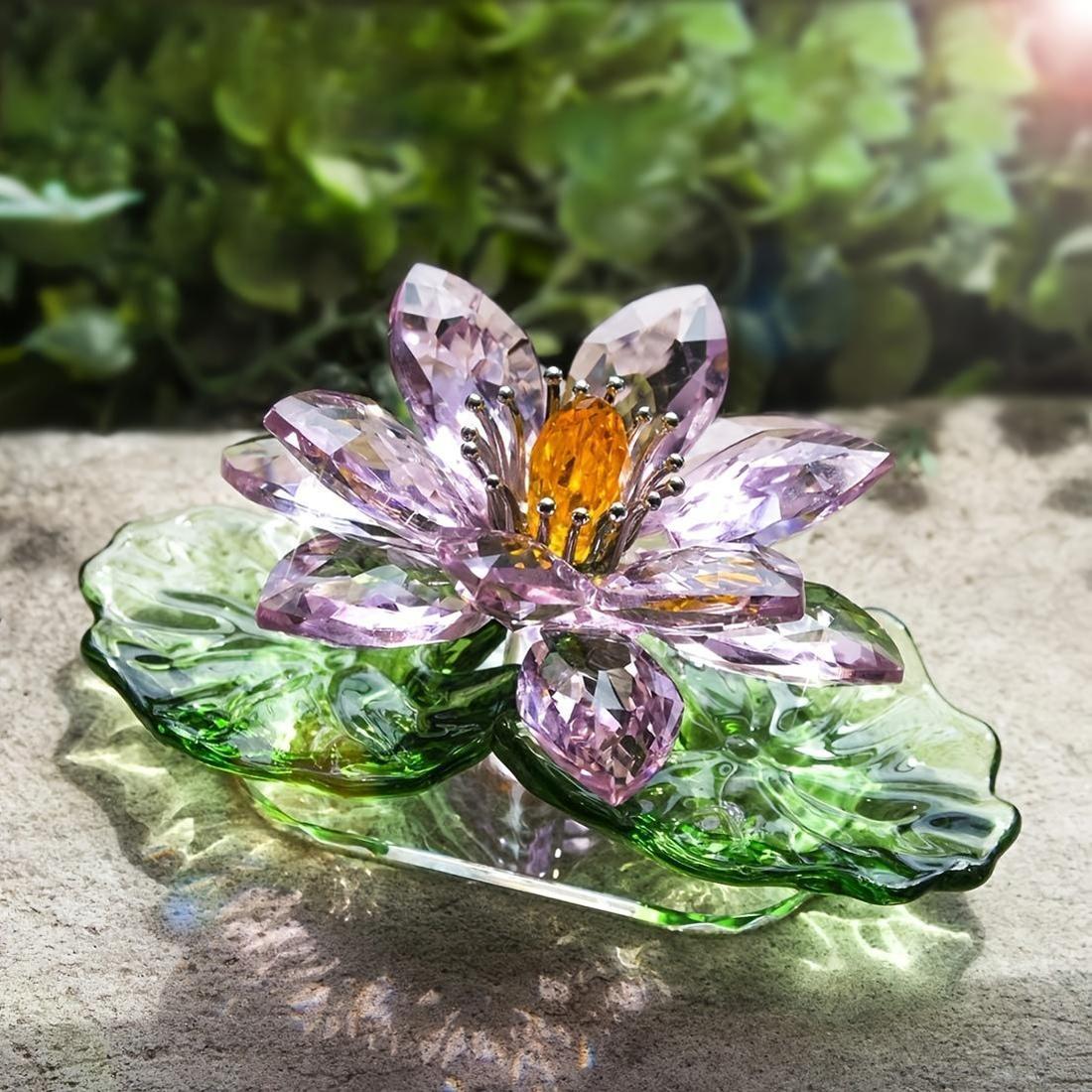 [Elegant Crystal Lotus Ornament] Pink Crystal Lotus Flower G