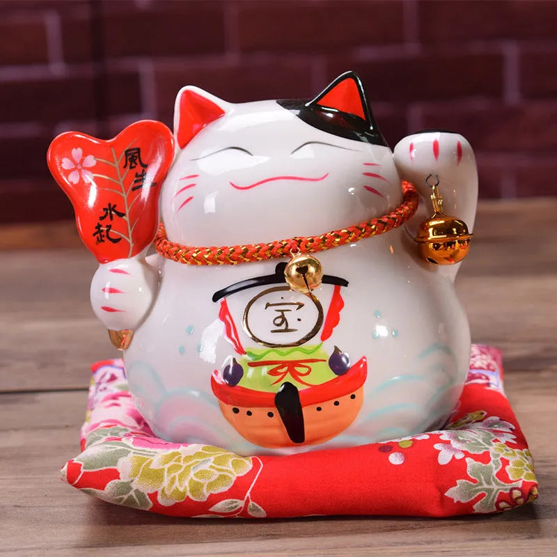 Ceramic Lucky Cat – Feng Shui Charm for Wealth & Good Vibes