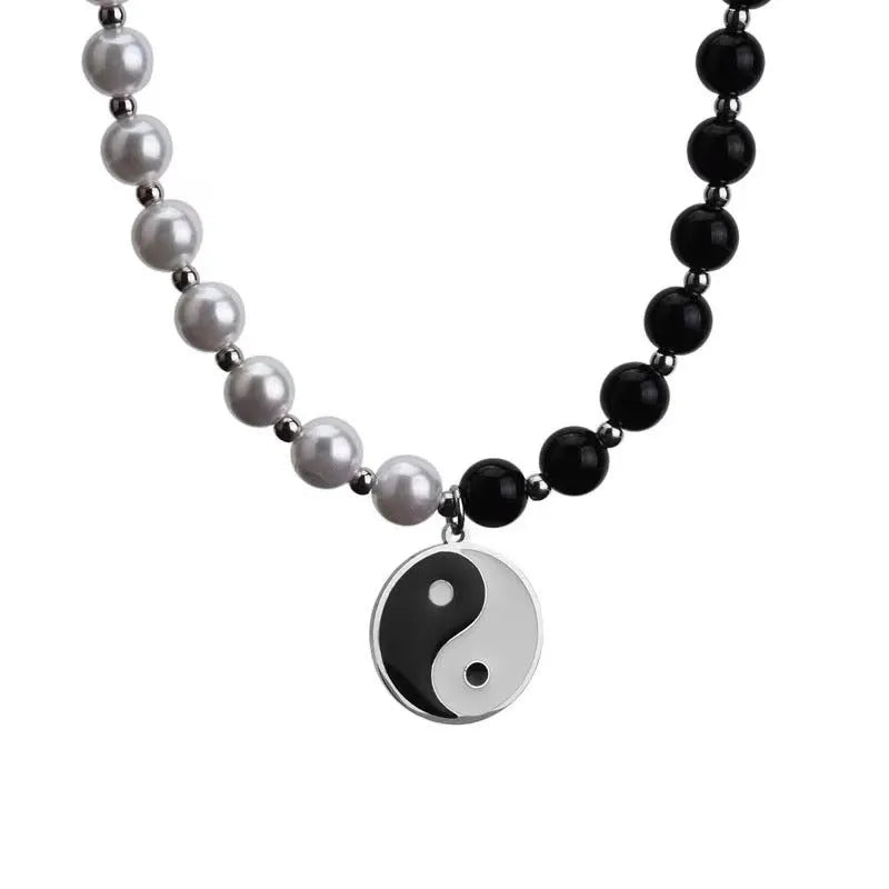 Yin Yang Tai Chi Pendant Necklace Black And White