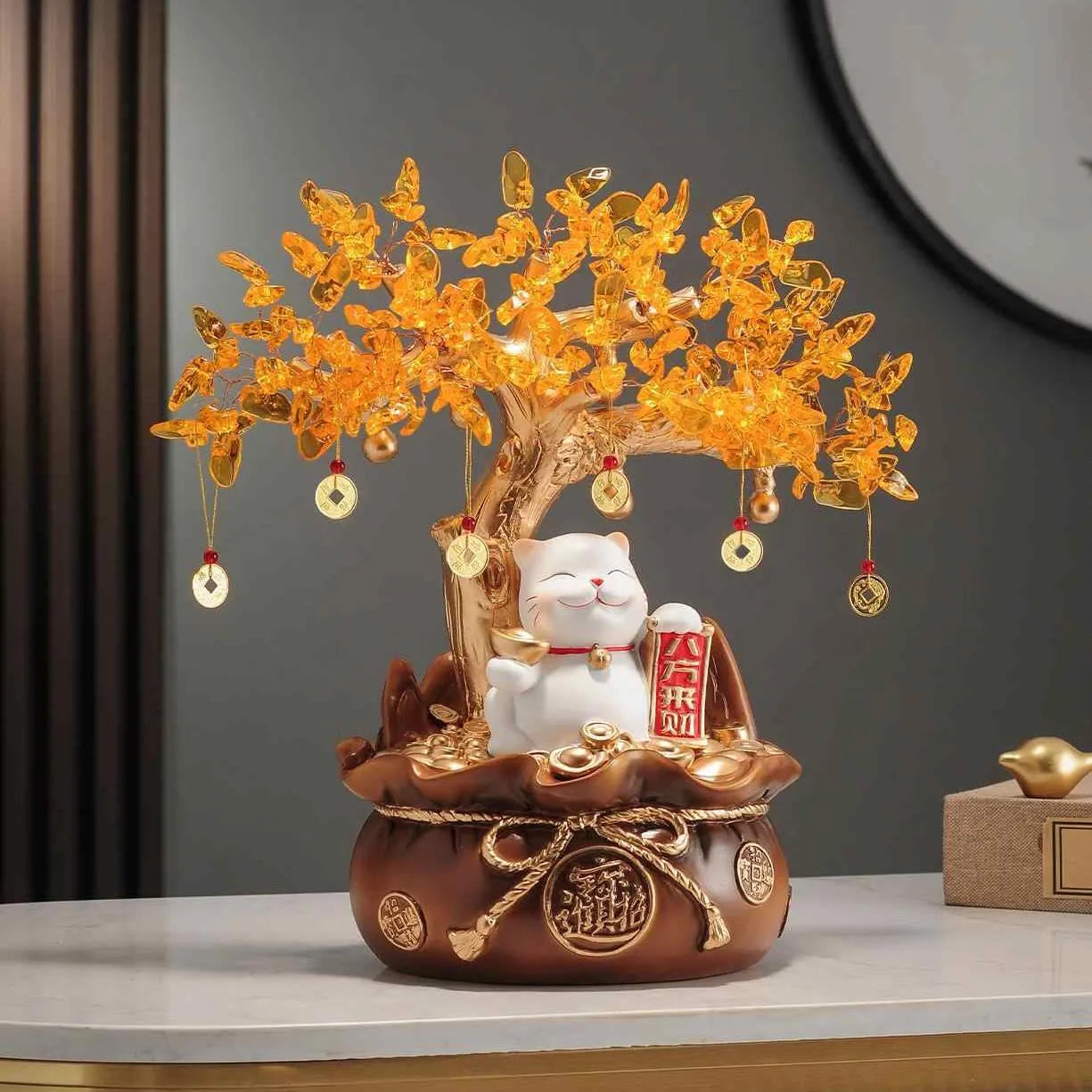 Fortune Cat Pachira Macrocarpa Cornucopia Decoration