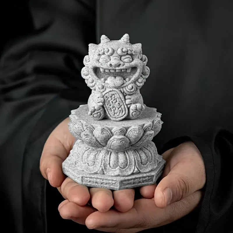 Sandstone Pixiu Figurine – Feng Shui Wealth Guardian for Desk Decor