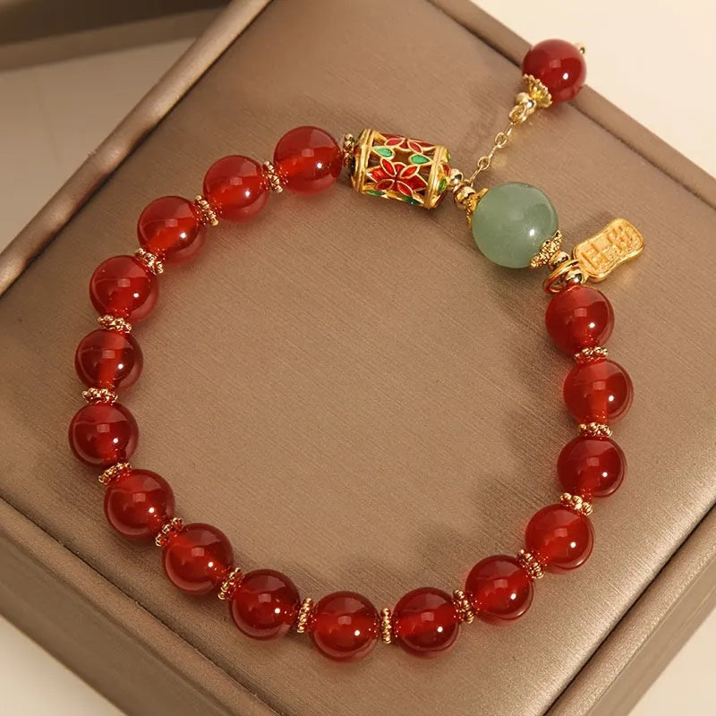 Red Agate Bracelet – Elegant Adjustable Charm, Perfect Gift for Her