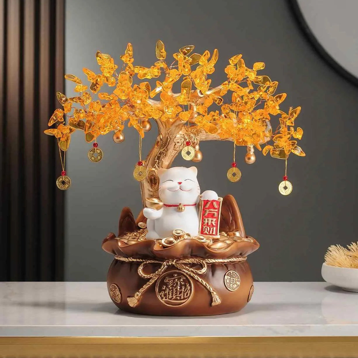 Fortune Cat Pachira Macrocarpa Cornucopia Decoration