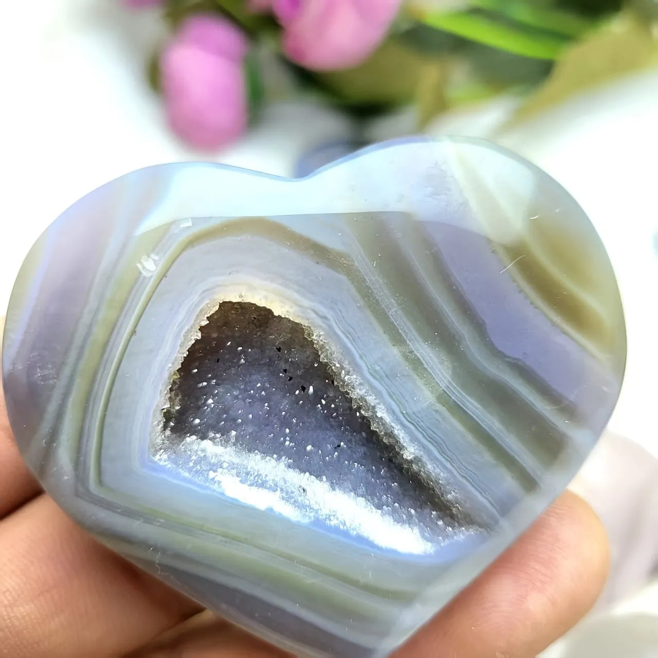 1pc Agate Love Shaped Stone Ornaments, Home Decoration, Holi