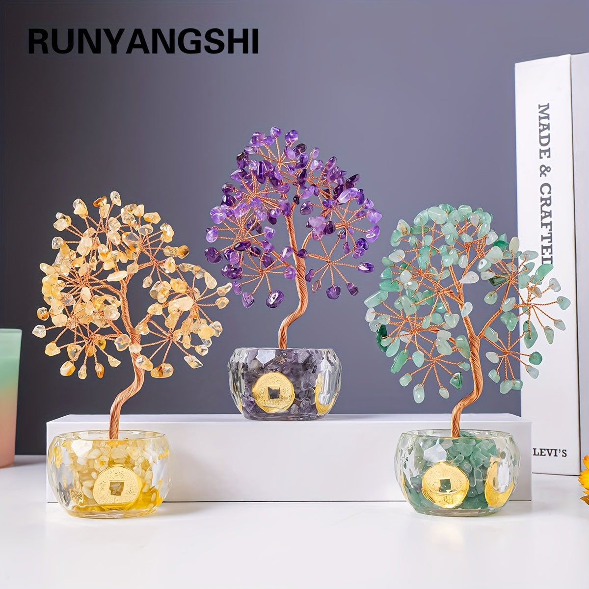 [Handcrafted Crystal Fortune Tree] Handcrafted Runyangshi 1p