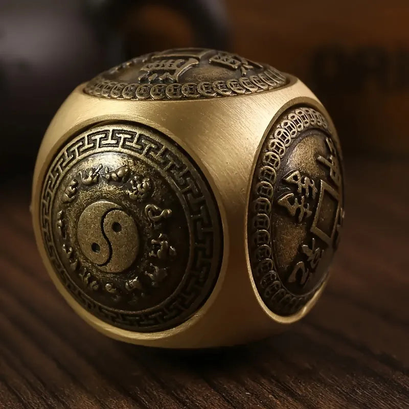 Elegant Brass Six-Sided Rotating Ball - Relax & Wealth Attra