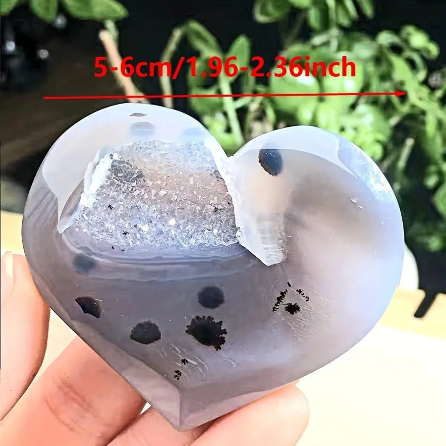 1pc Agate Love Shaped Stone Ornaments, Home Decoration, Holi