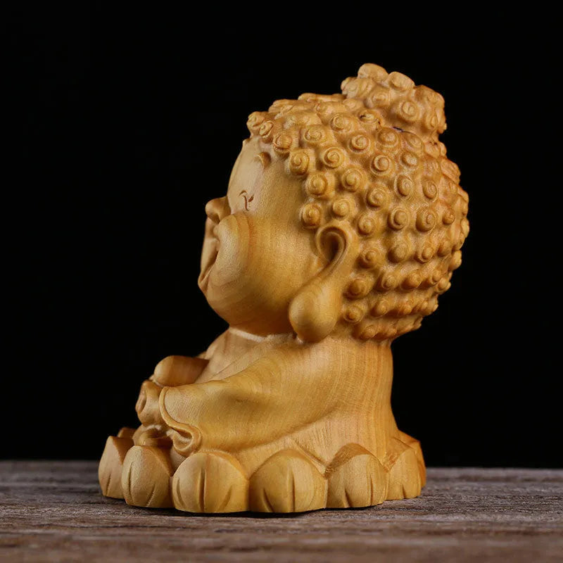 Boxwood Carving Q Version Cartoon Small Tathagata Home Feng