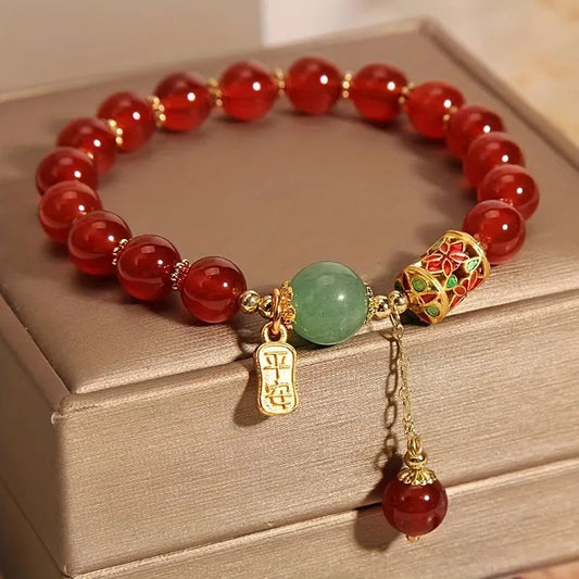 Red Agate Bracelet – Elegant Adjustable Charm, Perfect Gift for Her