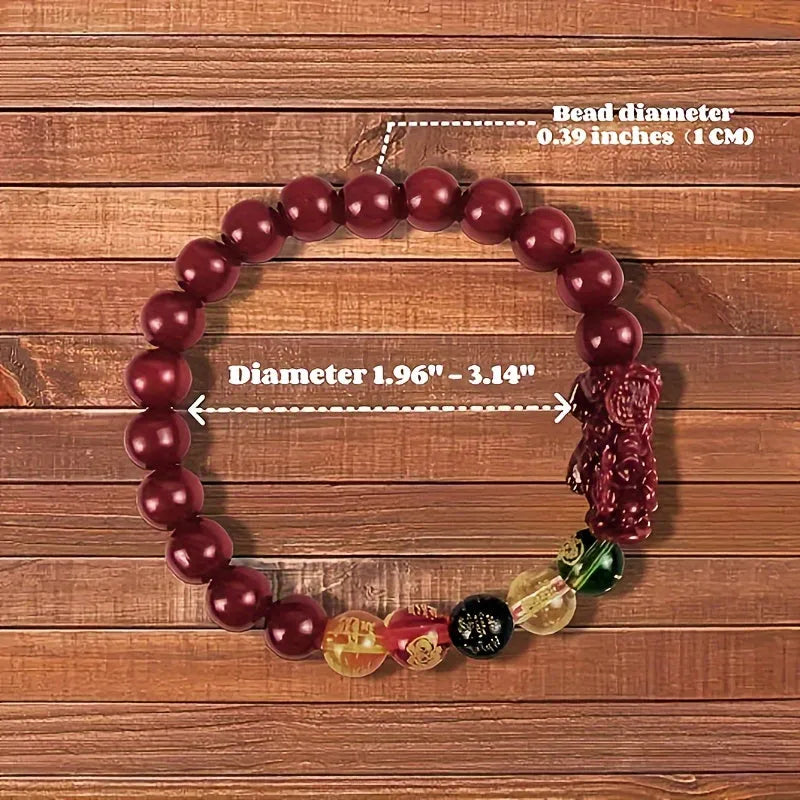 Cinnabar Pixiu Bracelet – Elastic Wealth Charm for Men & Women