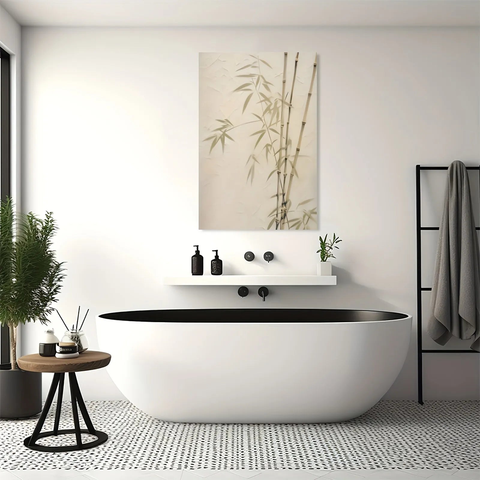 Japanese Bamboo Wall Art – Minimalist Wabi-Sabi Canvas Print