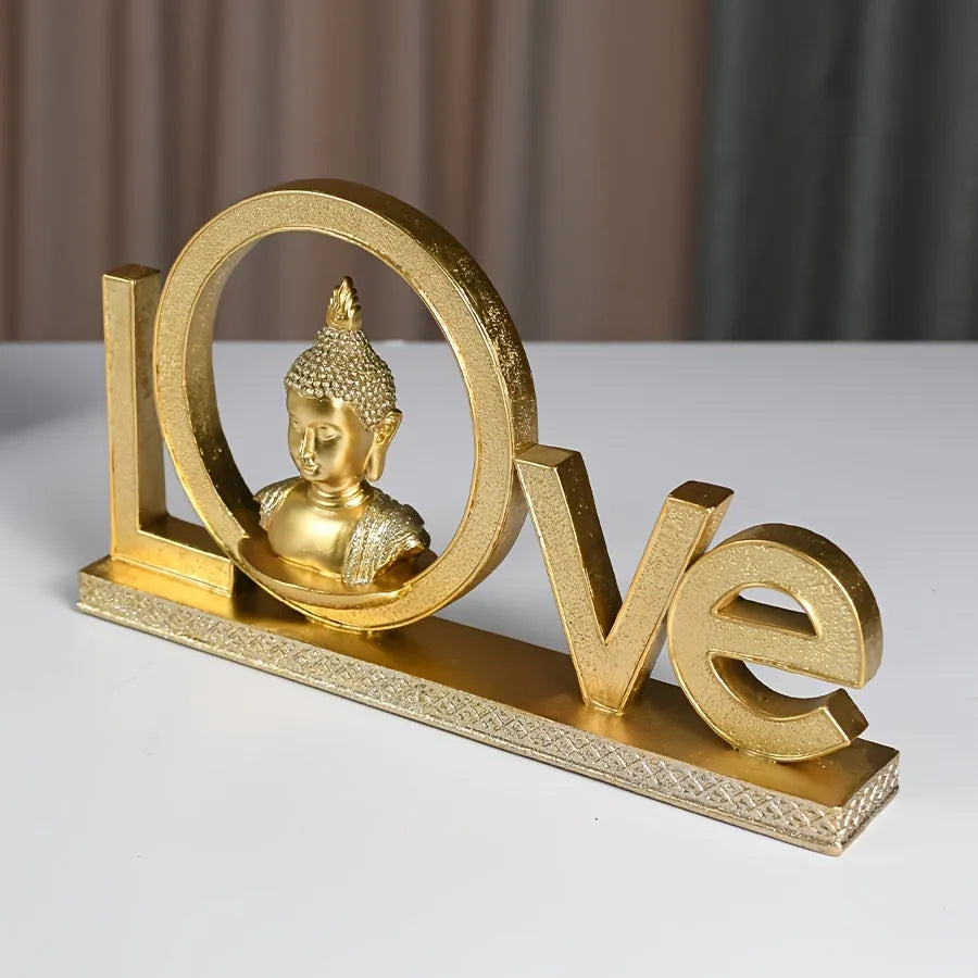 Love-Themed Buddha Statue - Resin Home Decor for Living Room