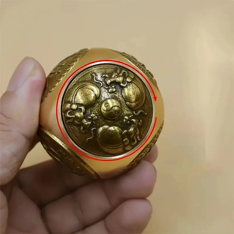 Elegant Brass Six-Sided Rotating Ball - Relax & Wealth Attra