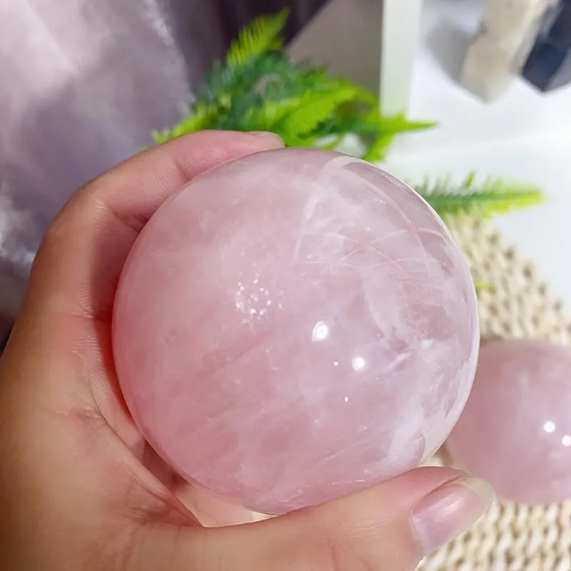 Rose Quartz Sphere – Healing Crystal Ball for Elegant Home Display