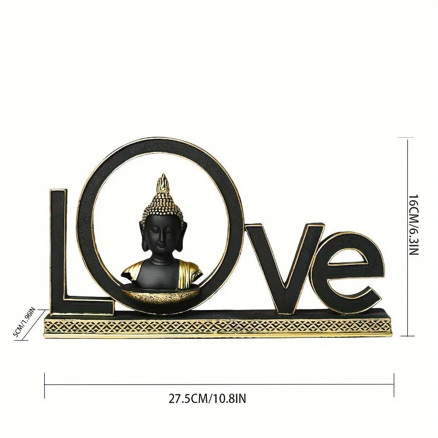 Love-Themed Buddha Statue - Resin Home Decor for Living Room