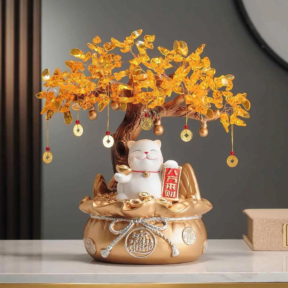 Fortune Cat Pachira Macrocarpa Cornucopia Decoration