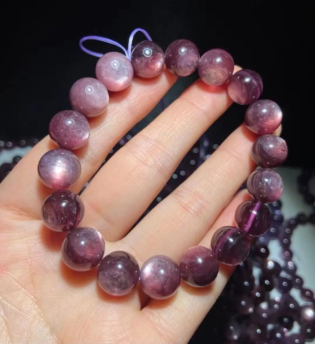 Purple Lepidolite Gem Bracelet – Rare Beads for Jewelry & Healing