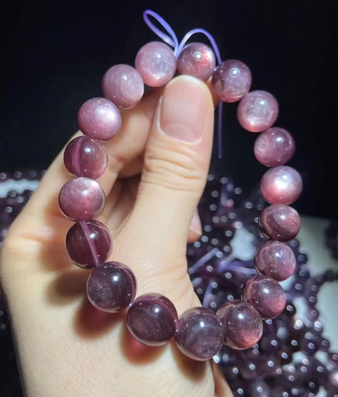 Purple Lepidolite Gem Bracelet – Rare Beads for Jewelry & Healing