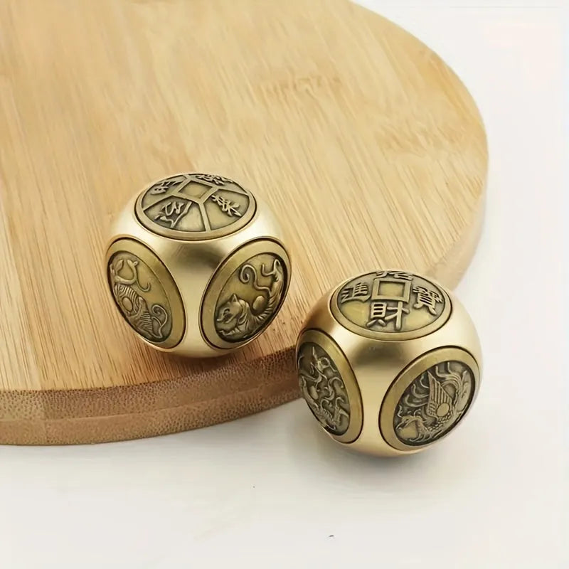 Elegant Brass Six-Sided Rotating Ball - Relax & Wealth Attra