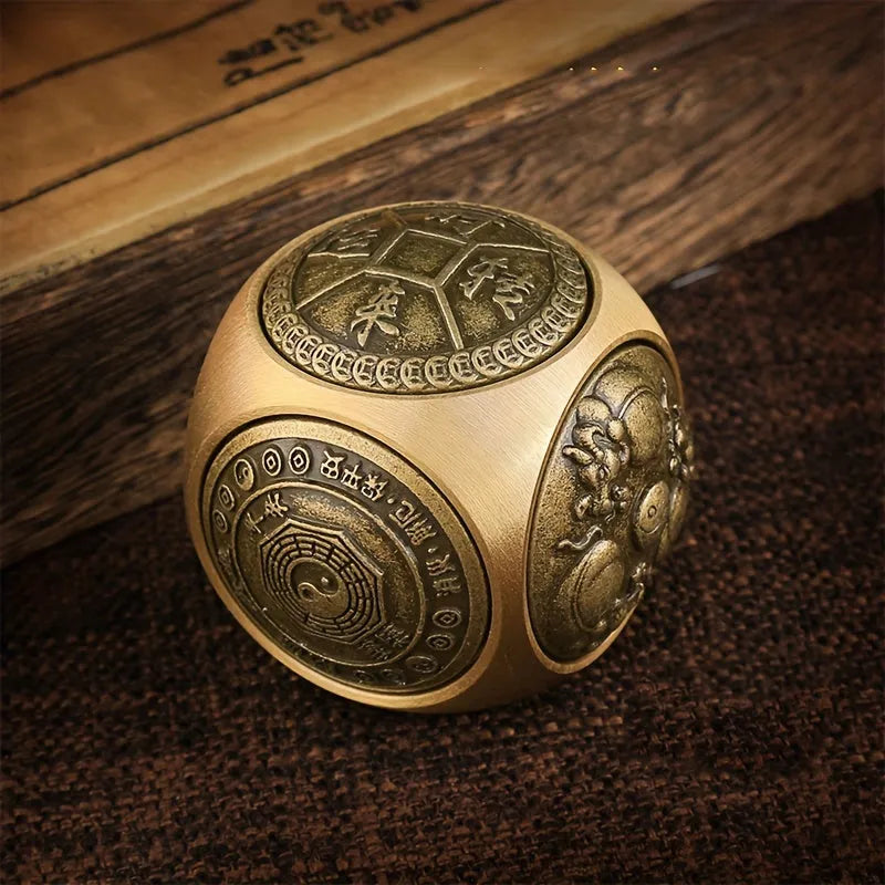 Elegant Brass Six-Sided Rotating Ball - Relax & Wealth Attra