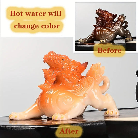 Color-Changing Pixiu Tea Pet – Lucky Resin Desk Ornament for Luck