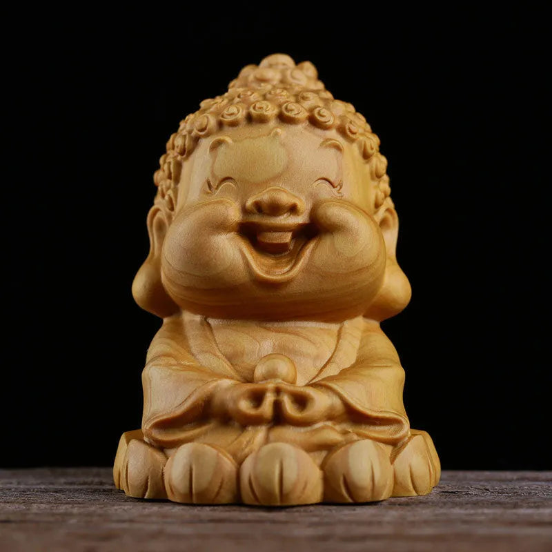 Boxwood Carving Q Version Cartoon Small Tathagata Home Feng