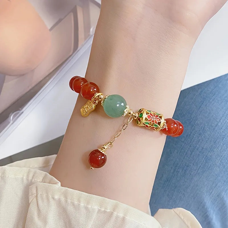 Red Agate Bracelet – Elegant Adjustable Charm, Perfect Gift for Her