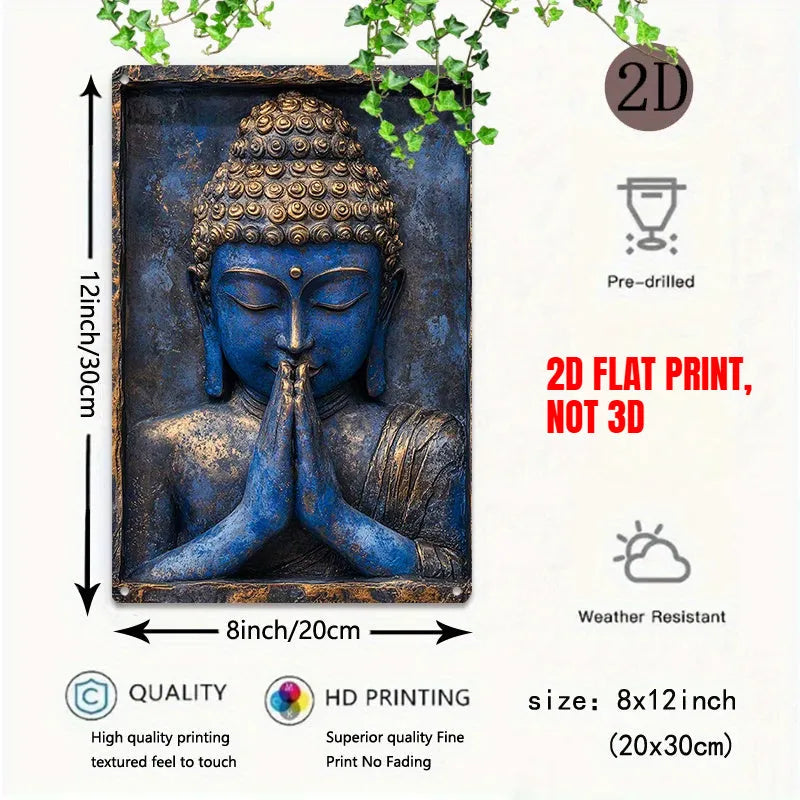 Blue Buddha Wall Art – Retro Accent for Calm Living