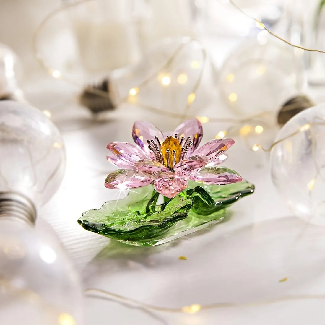 [Elegant Crystal Lotus Ornament] Pink Crystal Lotus Flower G