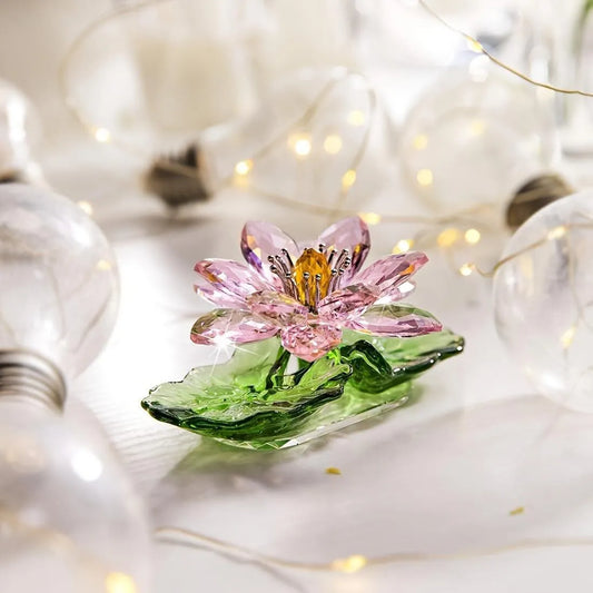 [Elegant Crystal Lotus Ornament] Pink Crystal Lotus Flower G