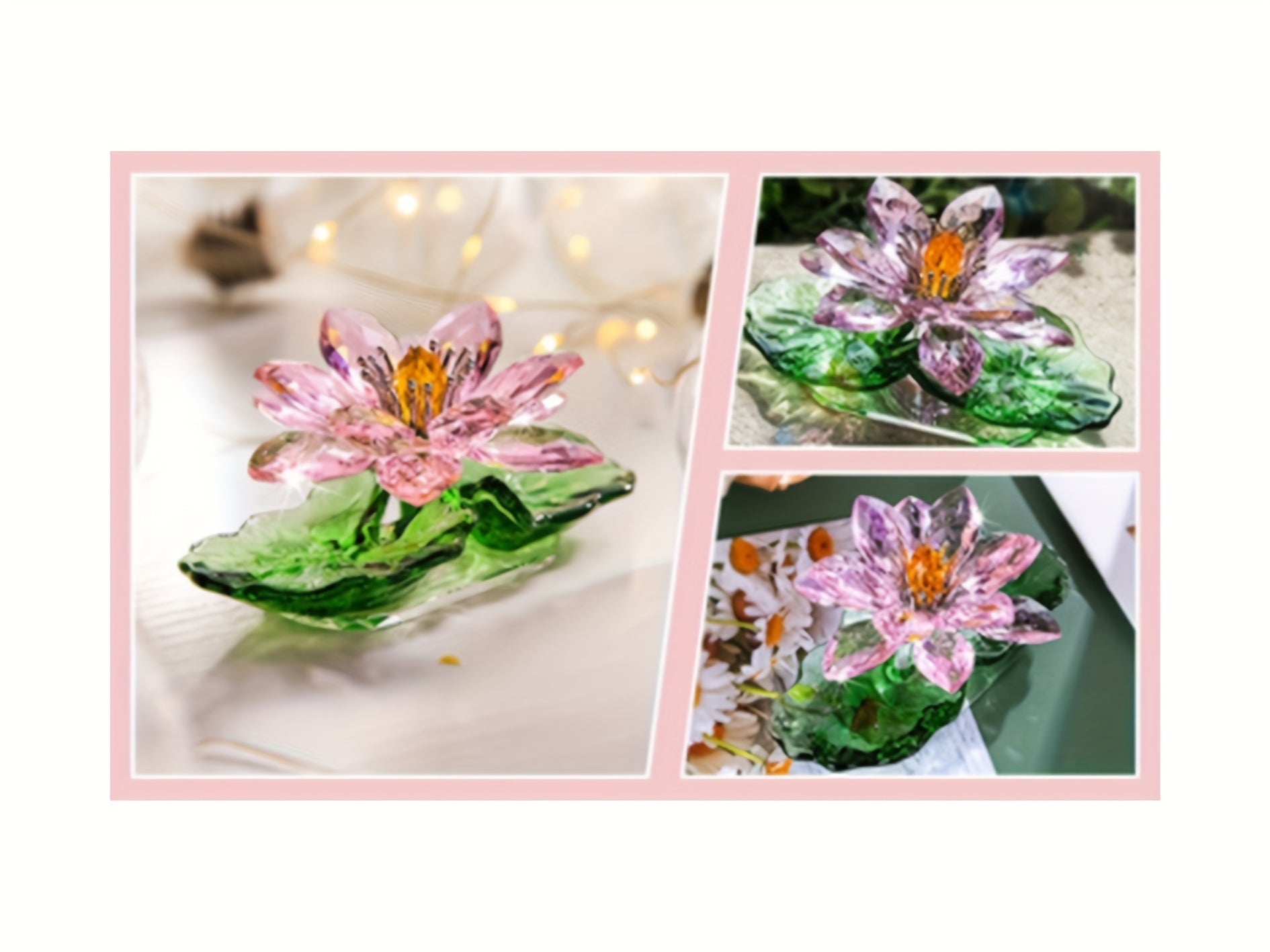 [Elegant Crystal Lotus Ornament] Pink Crystal Lotus Flower G