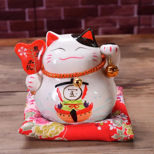 Ceramic Lucky Cat – Feng Shui Charm for Wealth & Good Vibes