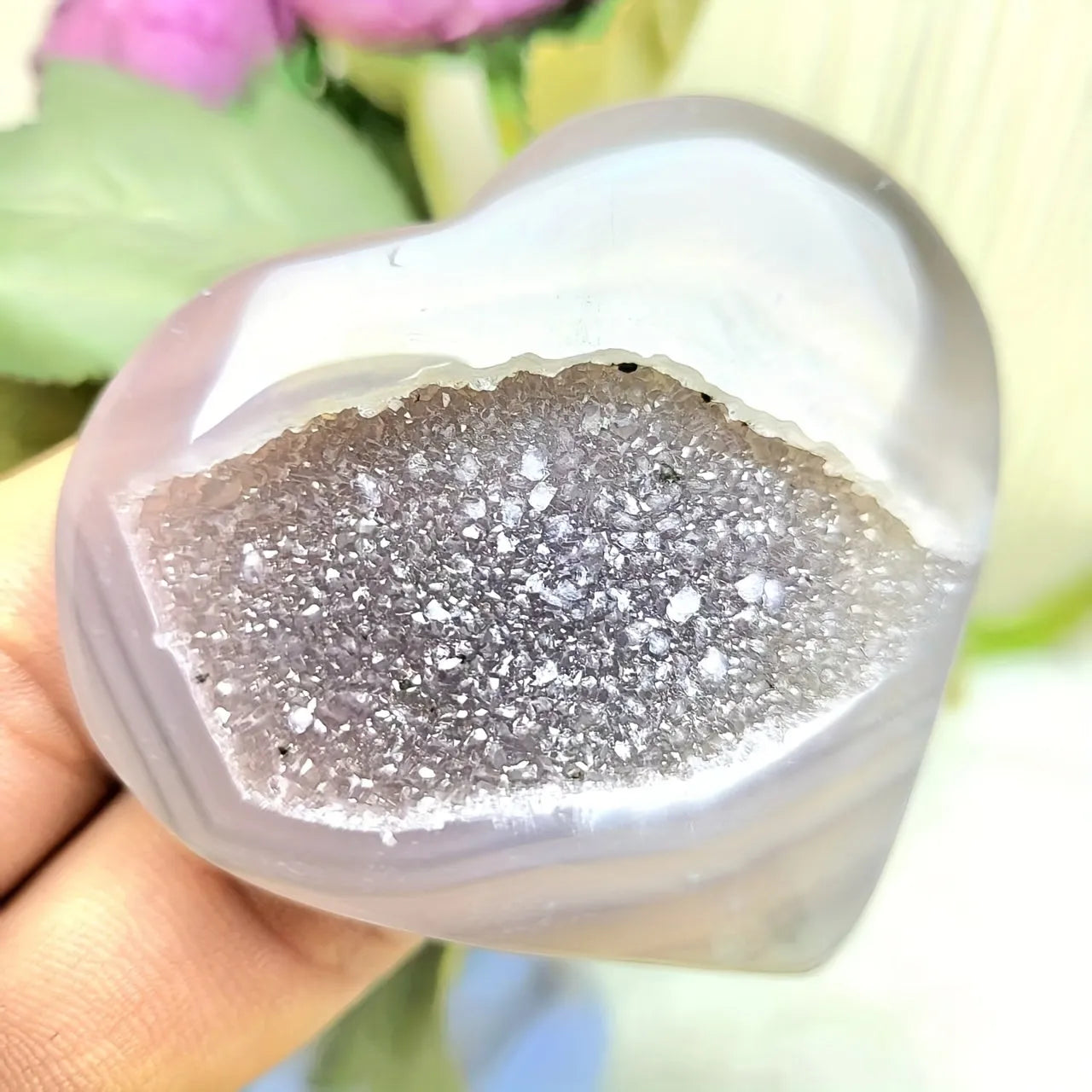 1pc Agate Love Shaped Stone Ornaments, Home Decoration, Holi