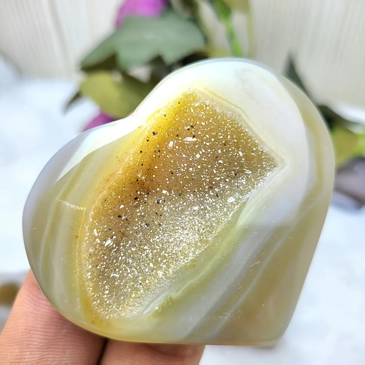 1pc Agate Love Shaped Stone Ornaments, Home Decoration, Holi