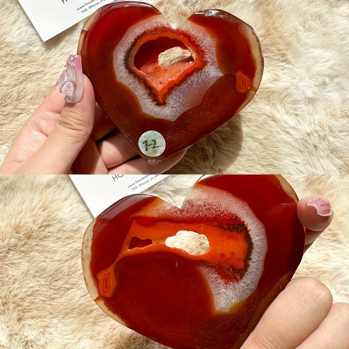 1pc CRYSTALHOLA Carnelian Crystal Heart Red Agate Geode Clus