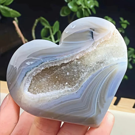 1pc Agate Love Shaped Stone Ornaments, Home Decoration, Holi