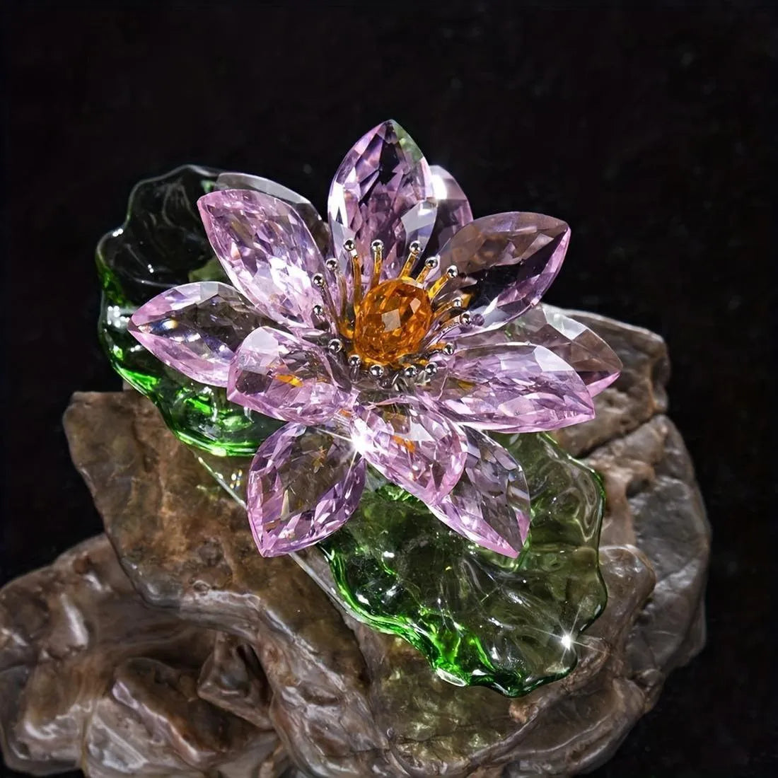 [Elegant Crystal Lotus Ornament] Pink Crystal Lotus Flower G