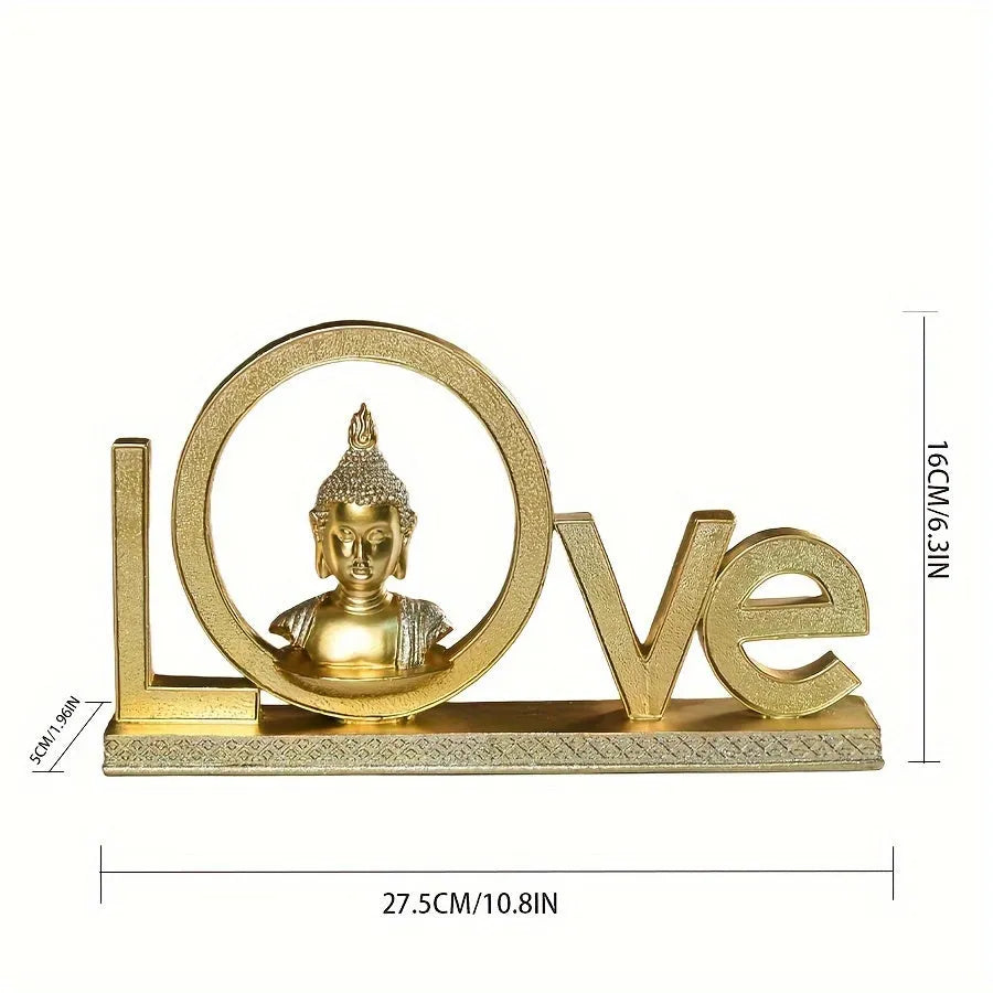 Love-Themed Buddha Statue - Resin Home Decor for Living Room