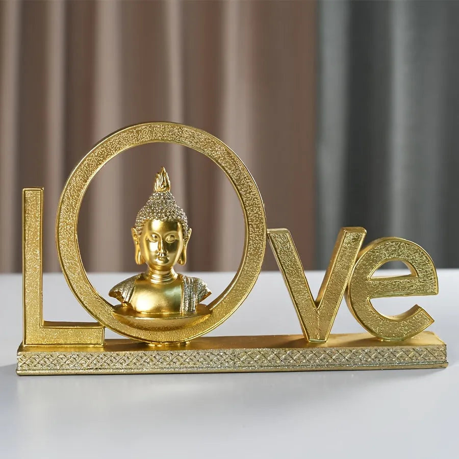 Love-Themed Buddha Statue - Resin Home Decor for Living Room