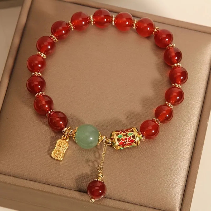 Red Agate Bracelet – Elegant Adjustable Charm, Perfect Gift for Her
