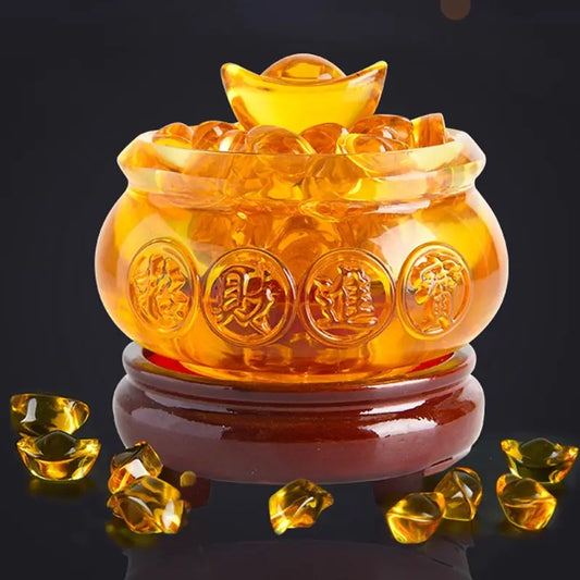 Crystal Glaze Chinese Fengshui Dragon Treasure Statue Bowl